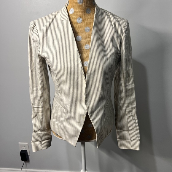 Theory Pinstripe Open Front Lanai Canvas Blazer - Picture 1 of 9